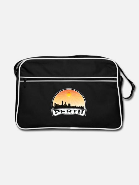 Perth Australien Skyline Vintage Sonnenuntergang Reisen Souv - Retro Tasche - Schwarz/Weiß