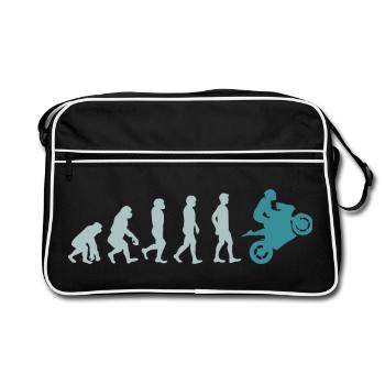 Evolution Motorrad fahren - Retro Tasche - Schwarz/Weiß - Vorne
