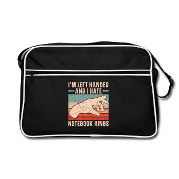 Ich bin Linkshänder und ich hasse Notebook-Ringe - Retro Tasche - Schwarz/Weiß - Vorne