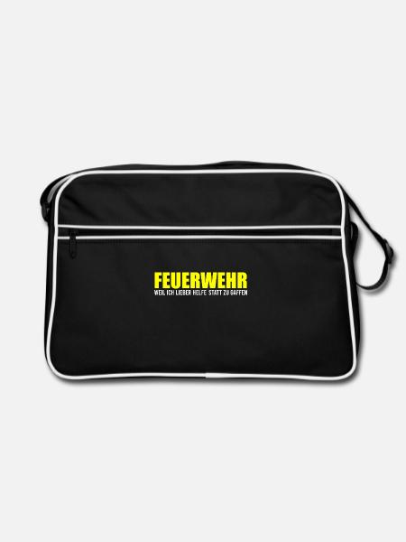 Feuerwehr Lieber Helfen Als Gaffen Lebensretter - Retro Tasche - Schwarz/Weiß