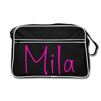Mila Neon Script - Retro Tasche - Schwarz/Weiß - Vorne
