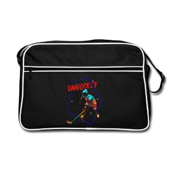 Reflexstarker Floorball Torhüter - Retro Tasche - Schwarz/Weiß - Vorne