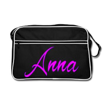 Anna Neon Schrift - Retro Tasche - Schwarz/Weiß - Vorne