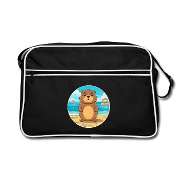 Gopher Aquarell Cartoon Kawaii Clipart Tier - Retro Tasche - Schwarz/Weiß - Vorne