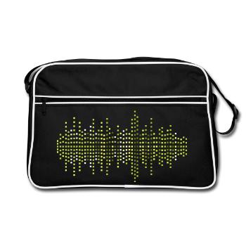 Equalizer Grün Gelb - Retro Tasche - Schwarz/Weiß - Vorne