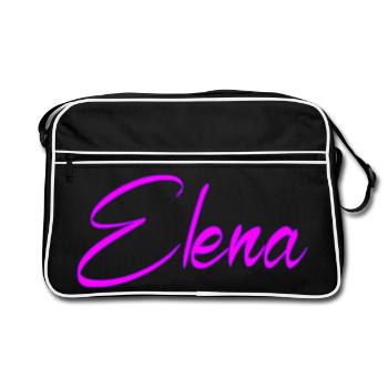 Elena Neon Pink Script - Retro Tasche - Schwarz/Weiß - Vorne