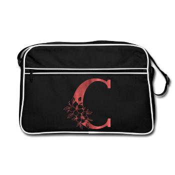 C Monogramm Buchstabe - Retro Tasche - Schwarz/Weiß - Vorne