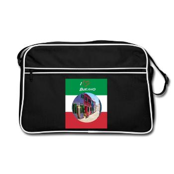 I Love Burano - Retro Tasche - Schwarz/Weiß - Vorne