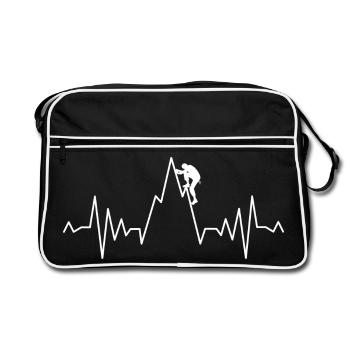 Klettern Lustig Bouldern Bergsteiger Freeclimber - Retro Tasche - Schwarz/Weiß - Vorne