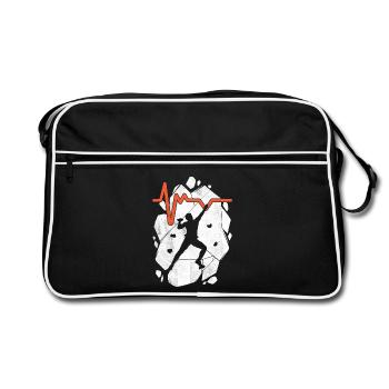 Klettern Bouldern Boulder Bergsteiger Kletterer - Retro Tasche - Schwarz/Weiß - Vorne