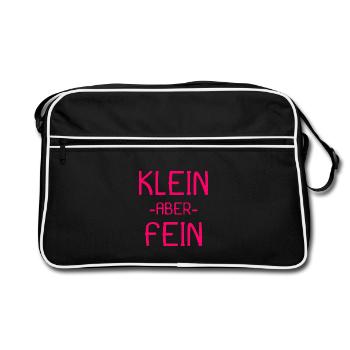 Spruch Kleiner aber fein - Retro Tasche - Schwarz/Weiß - Vorne