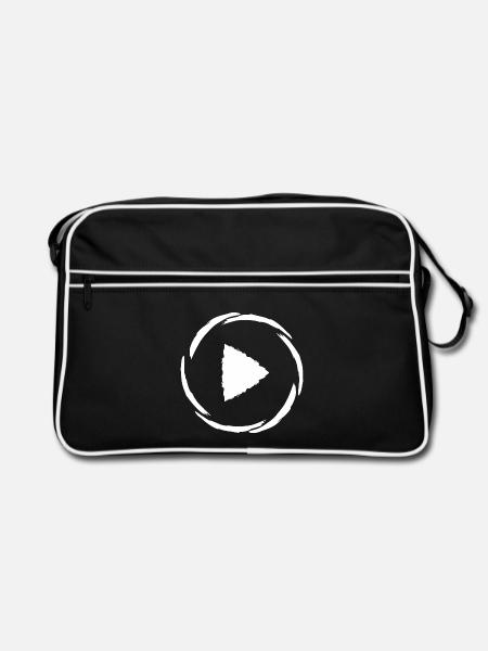 Play Symbol Button Knopf - Retro Tasche - Schwarz/Weiß