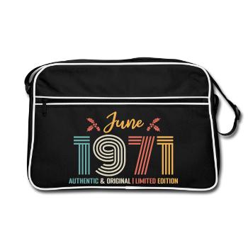 Juni 1971 Geburtstag Juni 1971 Juni - Retro Tasche - Schwarz/Weiß - Vorne