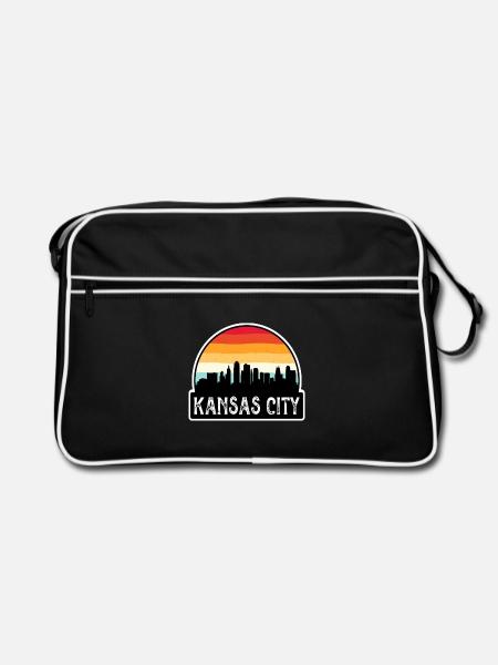 Kansas City, Missouri, USA, Flagge, Skyline, Reise, Souve - Retro Tasche - Schwarz/Weiß