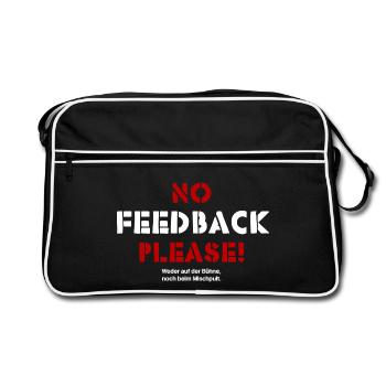 No Feedback Please für Tontechniker und Musiker - Retro Tasche - Schwarz/Weiß - Vorne