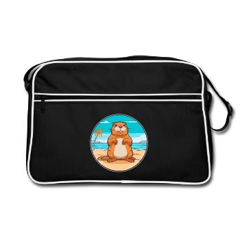 Gopher Aquarell Cartoon Kawaii Clipart Tier - Retro Tasche - Schwarz/Weiß - Vorne