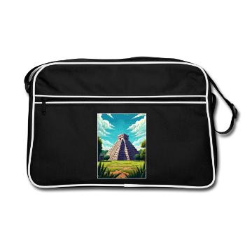 Chichen Itza Dekoration Vintage Reiseposter WPA - Retro Tasche - Schwarz/Weiß - Vorne