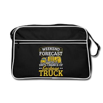 Müllwagen Müllsammler Recycling Abfall - Retro Tasche - Schwarz/Weiß - Vorne