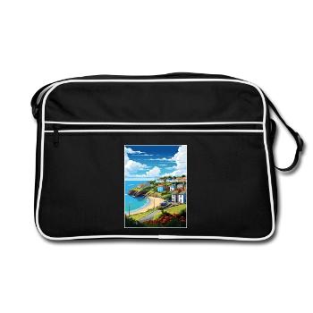 Das Roseland Peninsula Cornwall Reiseposter - Retro Tasche - Schwarz/Weiß - Vorne