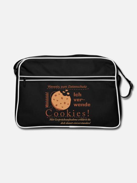 Cookies Datenschutzspruch - Retro Tasche - Schwarz/Weiß