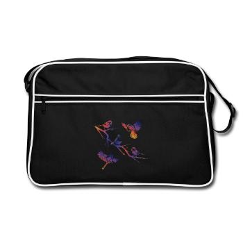 Vögel auf einem Zweig - Retro Tasche - Schwarz/Weiß - Vorne