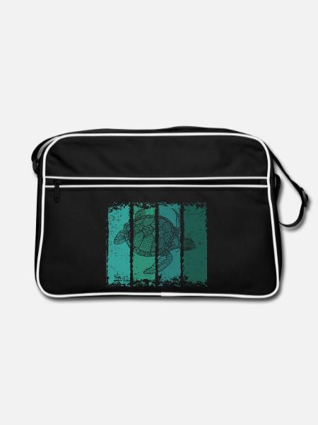 Schildkröte - Retro Tasche - Schwarz/Weiß