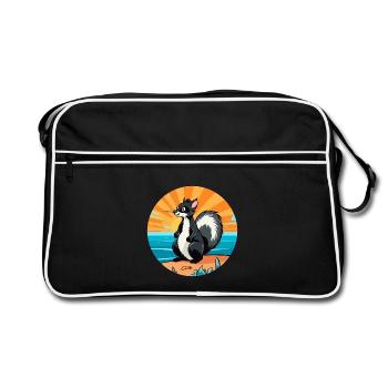 Skunk Aquarell Cartoon Kawaii Clipart Tier - Retro Tasche - Schwarz/Weiß - Vorne