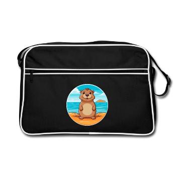 Gopher Aquarell Cartoon Kawaii Clipart Tier - Retro Tasche - Schwarz/Weiß - Vorne