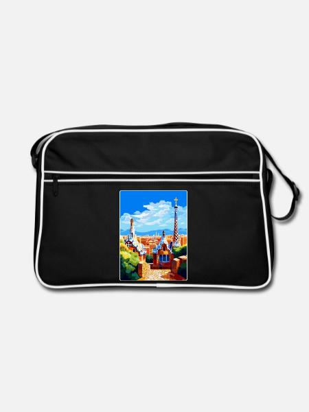 Barcelona Spanien Vintage Reiseplakat Souvenir WPA - Retro Tasche - Schwarz/Weiß