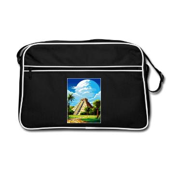 Chichen Itza Dekoration Vintage Reiseposter WPA - Retro Tasche - Schwarz/Weiß - Vorne