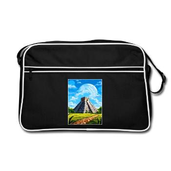 Chichen Itza Dekoration Vintage Reiseposter WPA - Retro Tasche - Schwarz/Weiß - Vorne