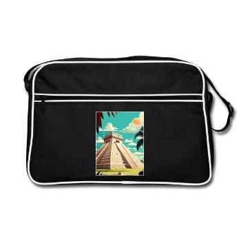 Chichen Itza Dekoration Vintage Reiseposter WPA - Retro Tasche - Schwarz/Weiß - Vorne