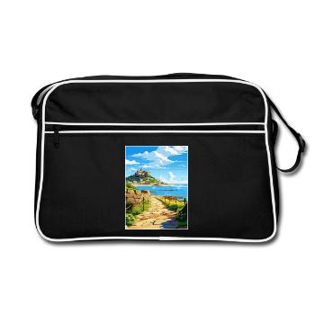 Marazion Cornwall Vintage Reiseposter Souvenir - Retro Tasche - Schwarz/Weiß - Vorne