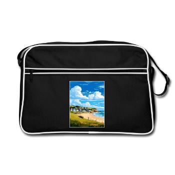 Porthtowan Cornwall Vintage Reiseposter Souvenir - Retro Tasche - Schwarz/Weiß - Vorne