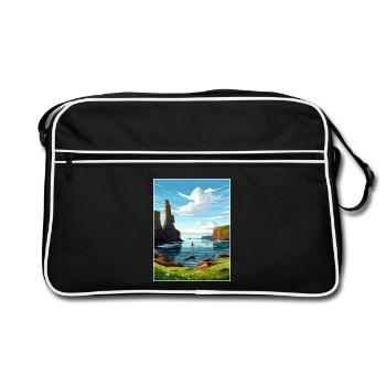 Duncansby Stacks Schottland Vintage-Reiseposter - Retro Tasche - Schwarz/Weiß - Vorne