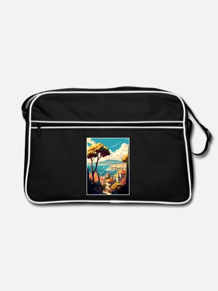 Antibes Frankreich Vintage Reiseposter WPA Souvenir - Retro Tasche - Schwarz/Weiß