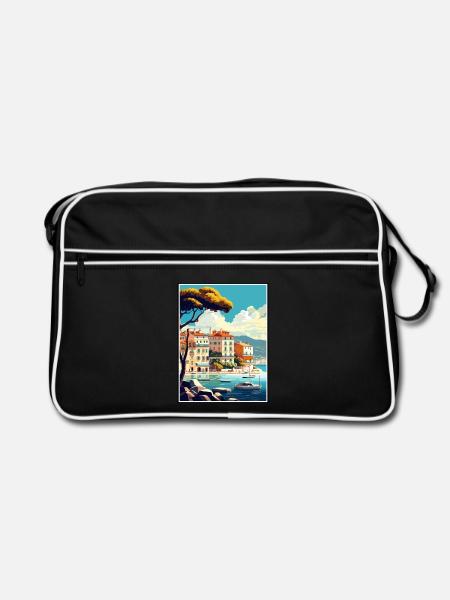 Cannes Frankreich Vintage Reiseposter WPA Souvenir - Retro Tasche - Schwarz/Weiß