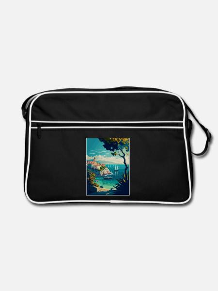 Antibes Frankreich Vintage Reiseposter WPA Souvenir - Retro Tasche - Schwarz/Weiß