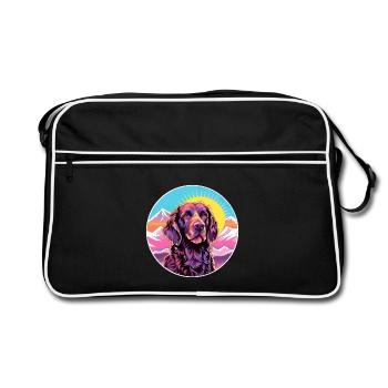 Pudelpointer Hunderasse Cartoon Kawaii Aquarell - Retro Tasche - Schwarz/Weiß - Vorne