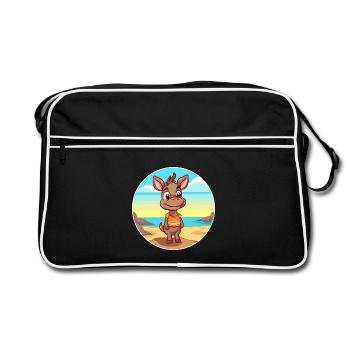 Bongo Aquarell Cartoon Kawaii Clipart Tier - Retro Tasche - Schwarz/Weiß - Vorne