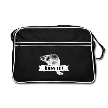 Flinker Kanadabiber Dammbaumeister - Retro Tasche - Schwarz/Weiß - Vorne