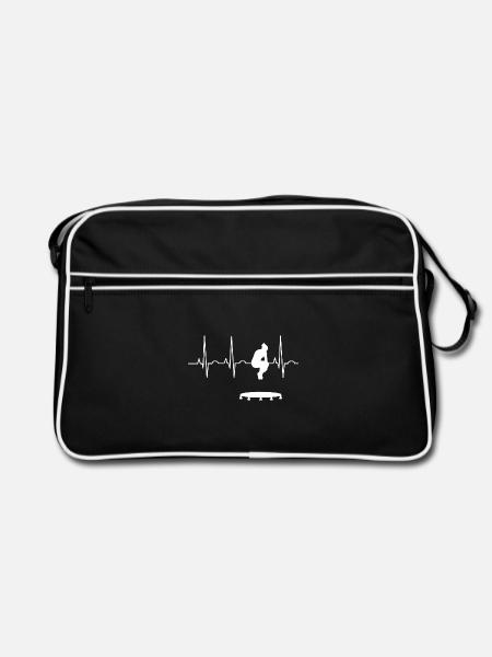 Schwebende Trampolin Akrobatin - Retro Tasche - Schwarz/Weiß