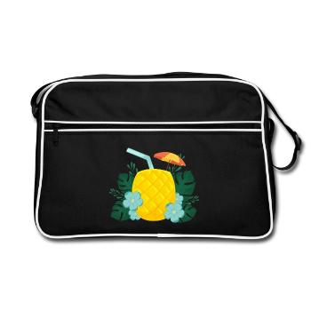Ananas Drink - Tropischer Cocktail Sommer - Retro Tasche - Schwarz/Weiß - Vorne