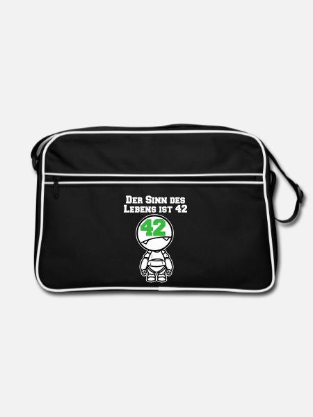 Durchgeknallter Lebenssinn Galaxis - Retro Tasche - Schwarz/Weiß
