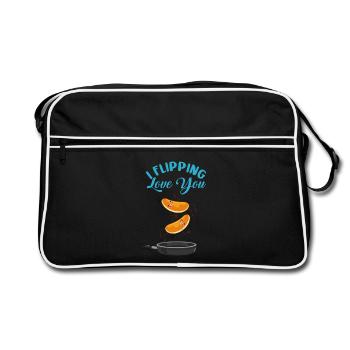 Herziger Pfannkuchen Liebesfrühstück - Retro Tasche - Schwarz/Weiß - Vorne