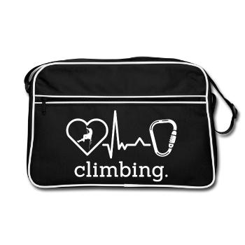 Klettern Kletterhalle Kletterer Bouldern - Retro Tasche - Schwarz/Weiß - Vorne