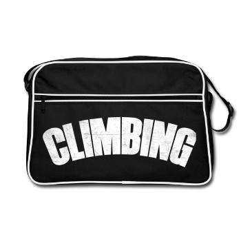 Climbing Schriftzug Kletterer Bouldern Klettern - Retro Tasche - Schwarz/Weiß - Vorne
