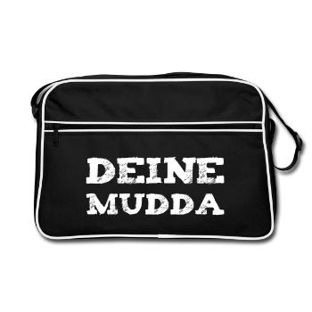 Deine Mutter - Retro Tasche - Schwarz/Weiß - Vorne