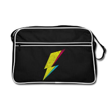 bolt of lightning 80s - Retro Tasche - Schwarz/Weiß - Vorne
