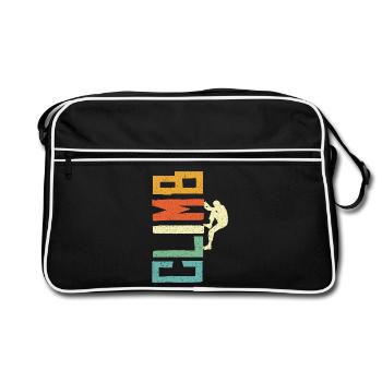 Bouldern Boulder Kletterer Klettern Bergsteiger - Retro Tasche - Schwarz/Weiß - Vorne